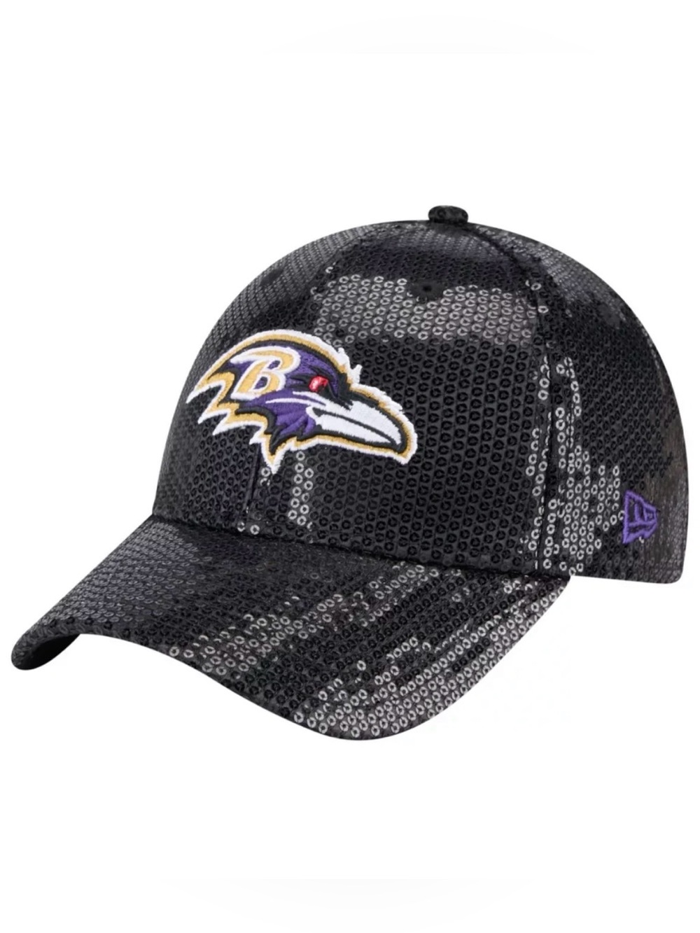 New Era Women's Baltimore Ravens Black Sequin 9Forty Adjustable Hat NFL